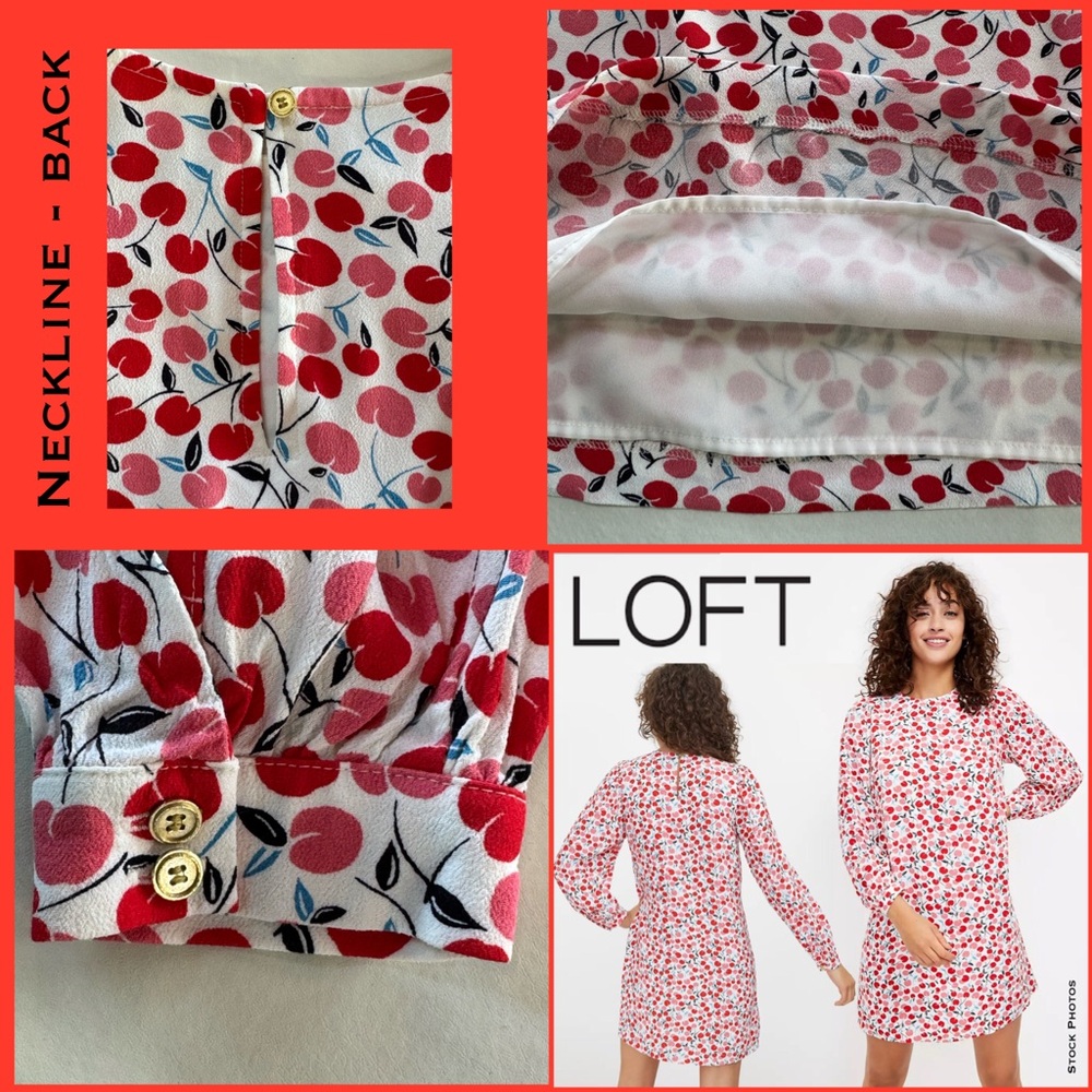 LOFT Cherry Print Balloon Sleeve Swing Dress (M) - Picture 15 of 17